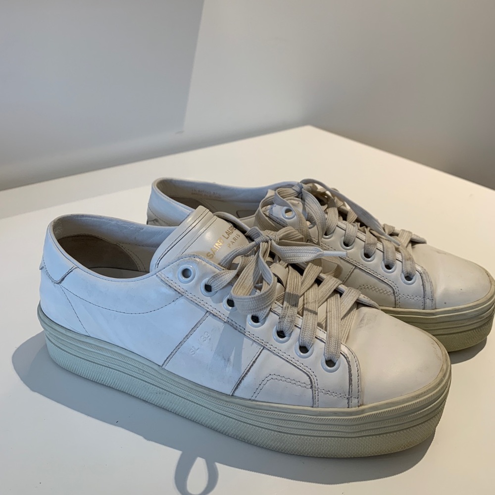 Saint Laurent Off White Platform Sneakers